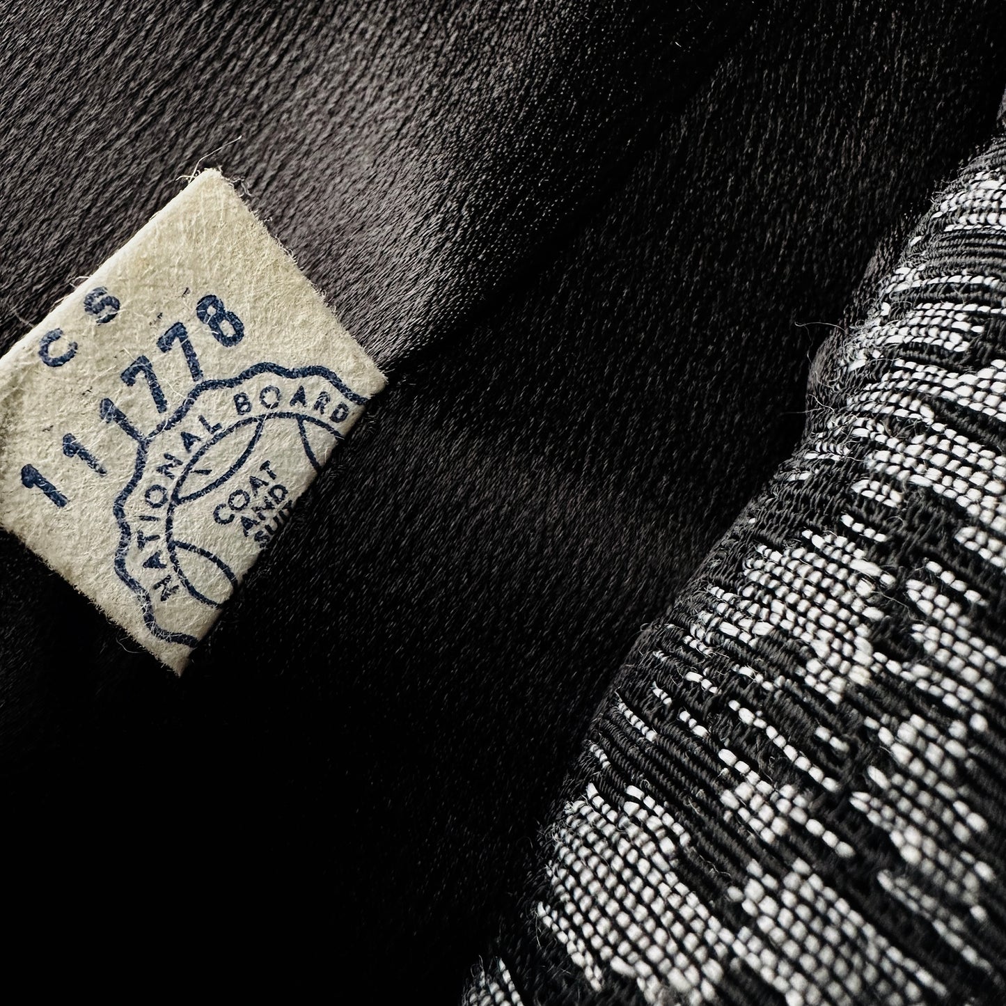 1960s Made in the USA Black and Grey Heavy Upholstered A-line Dress Coat - S/M