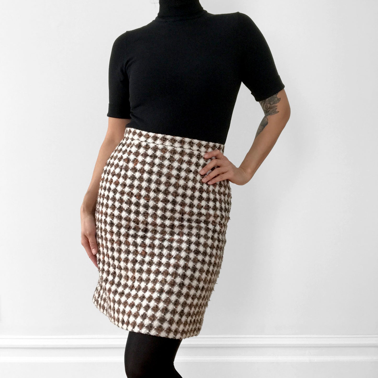 1990s Diamond Wool Tweed Skirt
