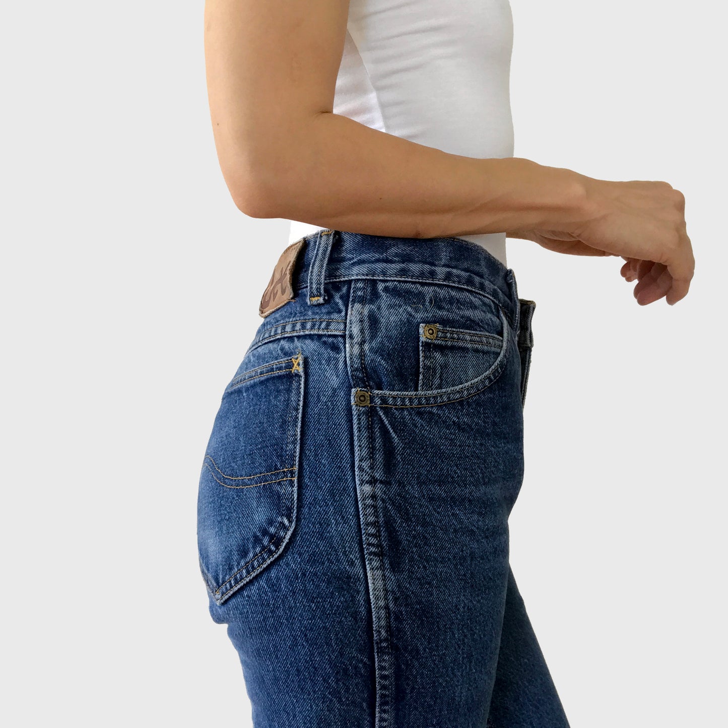 Made in Canada Distressed Dark-Wash LEE Denim Blue Jeans