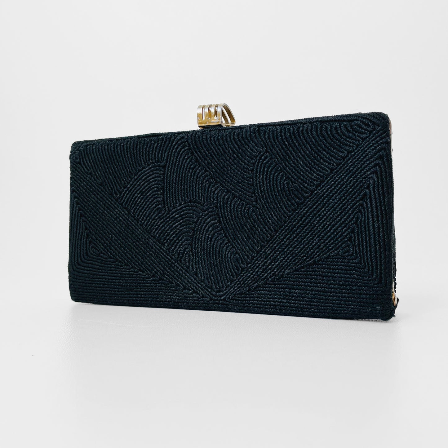 1940s Black Corded Clutch Purse
