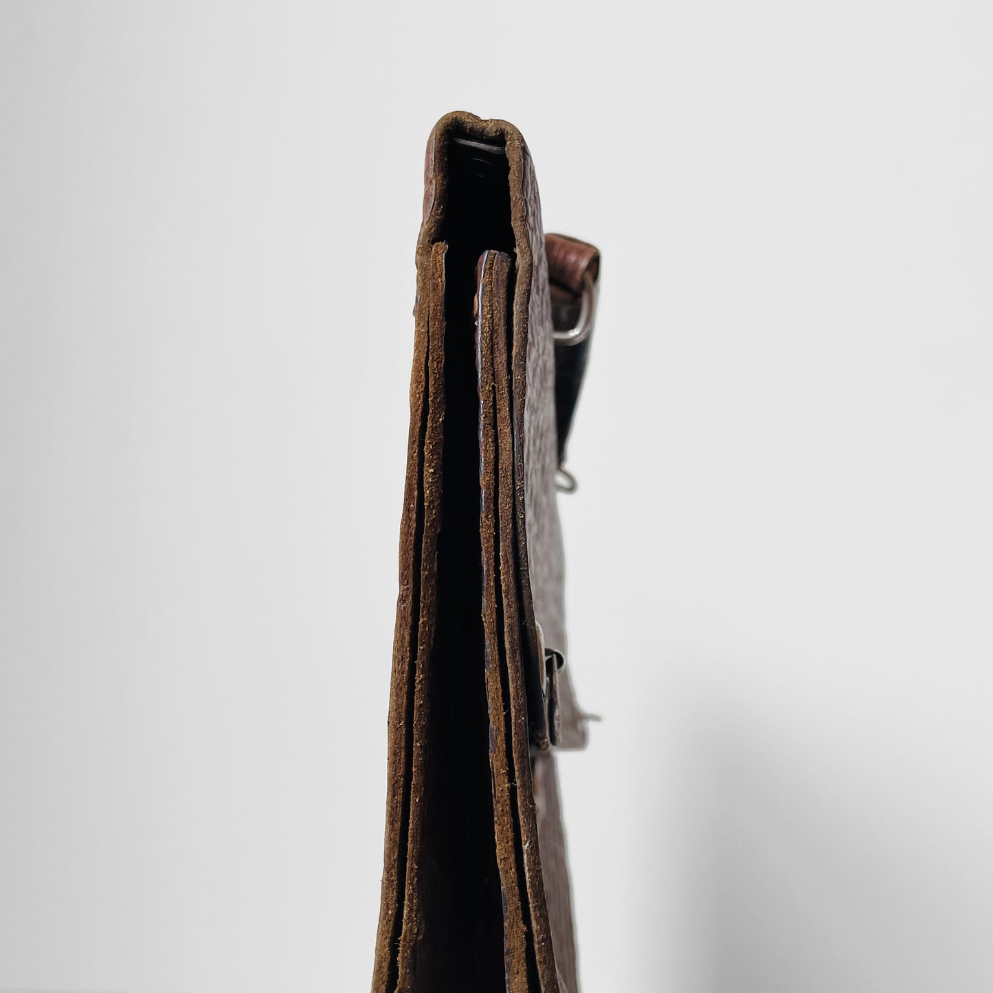 1940s Brown Textured Leather Well-Worn Attache Case