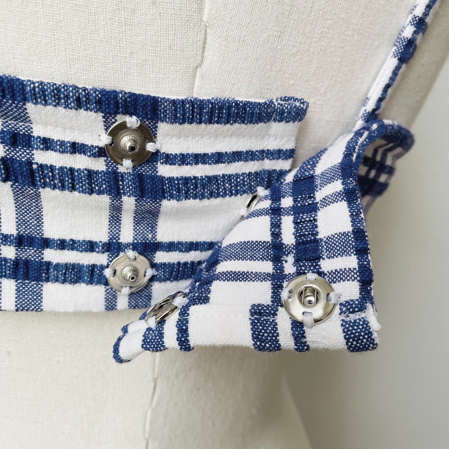 Made-By-Me Upcycled Reworked Vintage Cotton Plaid French Tablecloth Bralette and Crop Jacket Set