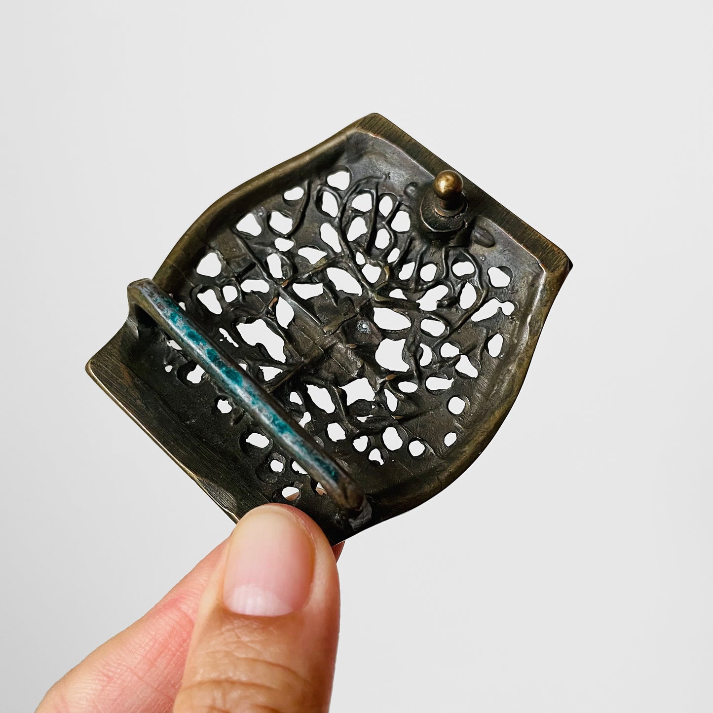 Late 19th - Early 20th Century Antique Brass Floral Filigree Belt Buckle