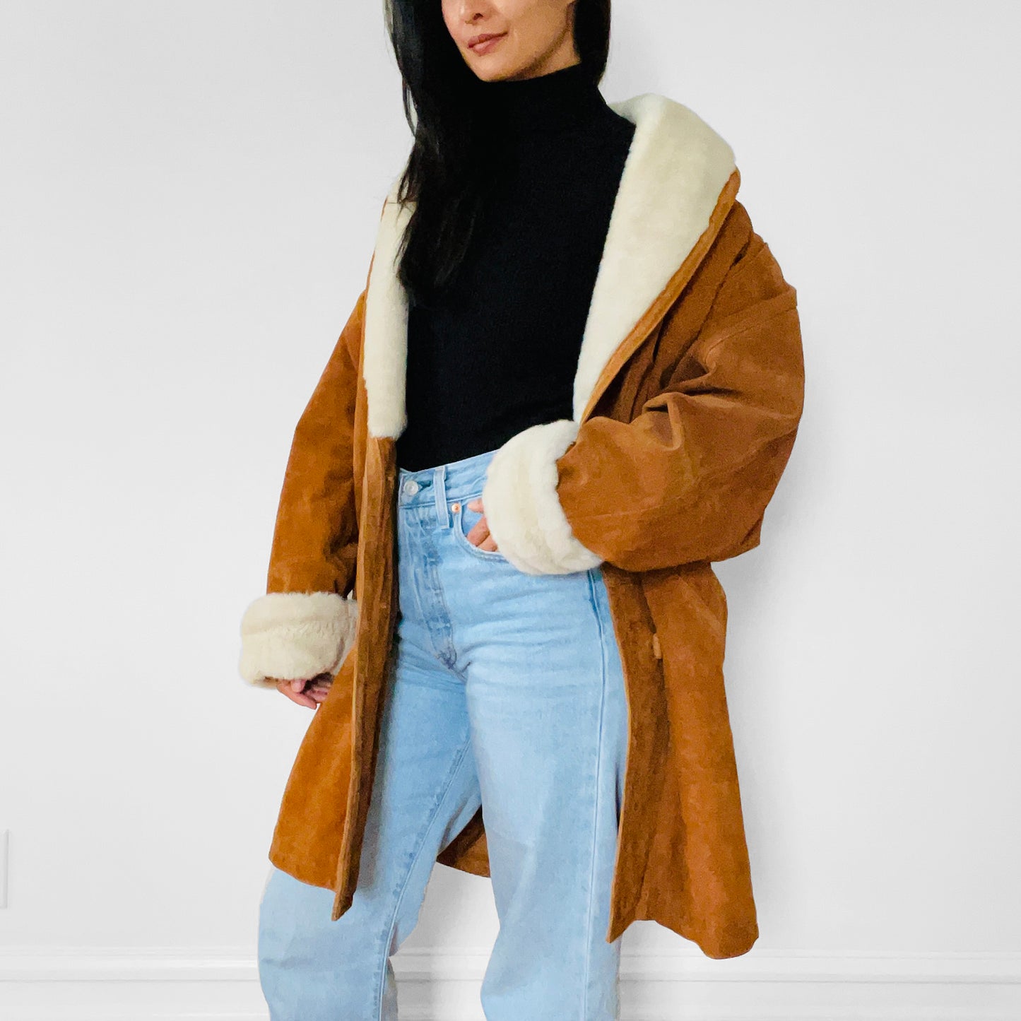 1980s Suede and Faux-Fur Quilted Coat