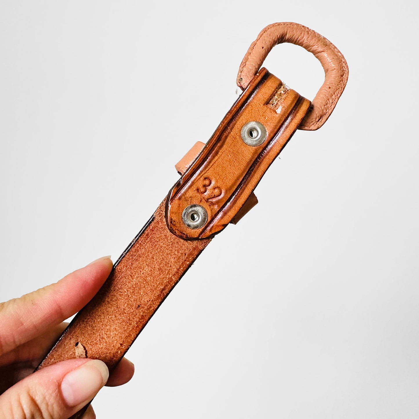 1970s Tan Leather Woven Narrow Tooled Leather Accent Belt - Waist 28.5 - 33.5