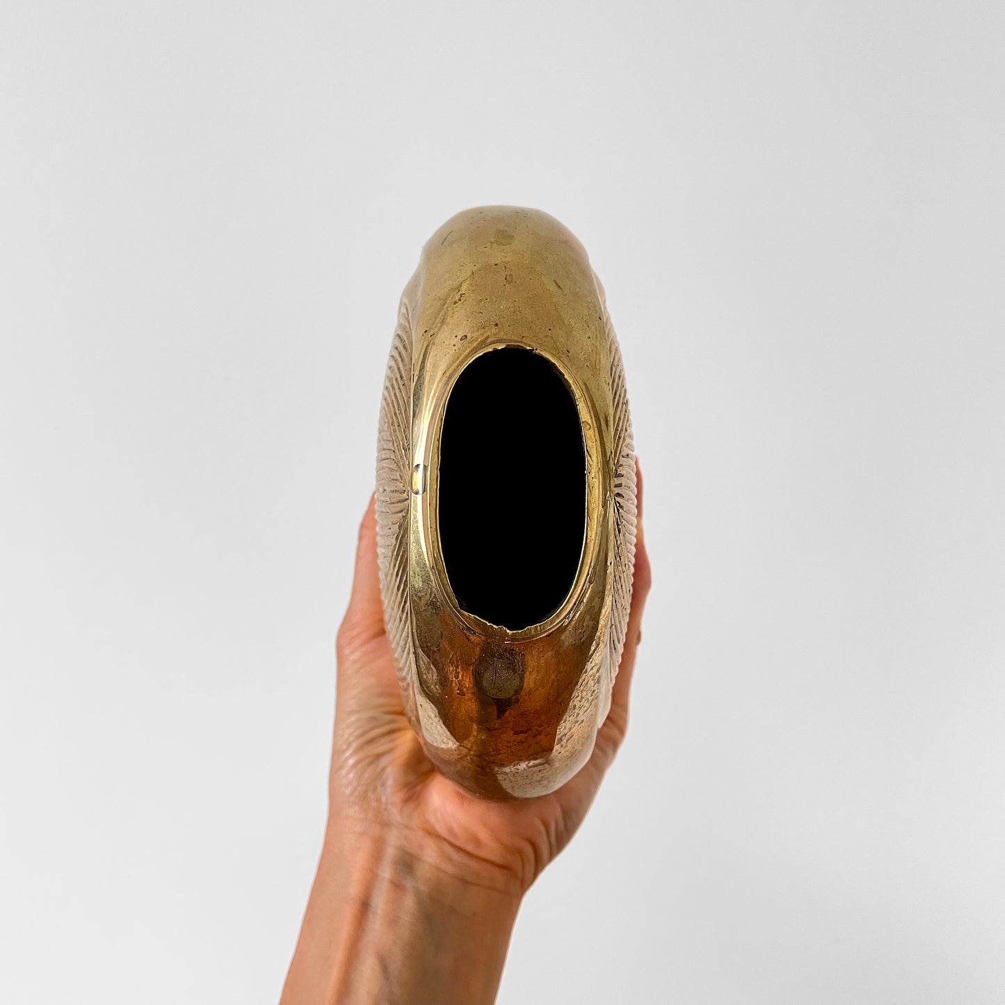 1980s Brass Crescent Moon Vase