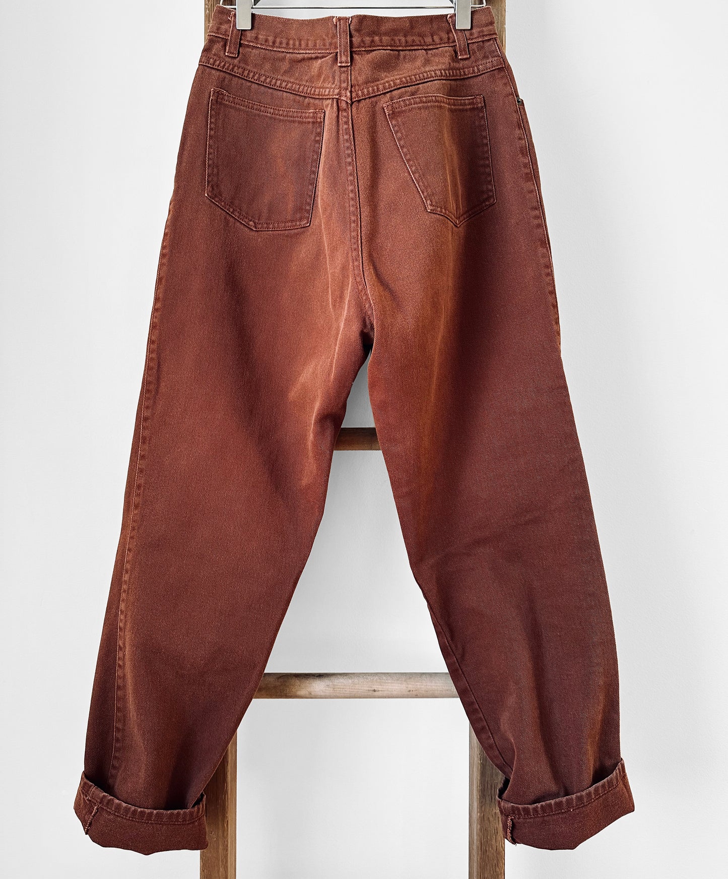 1980s - 1990s High-Waisted Rust Brown Tapered Leg Mom Jeans - Waist 29