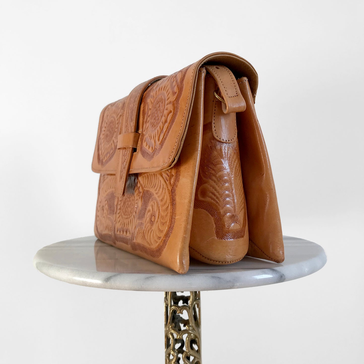 1970s Tooled-Leather Bohemian Purse