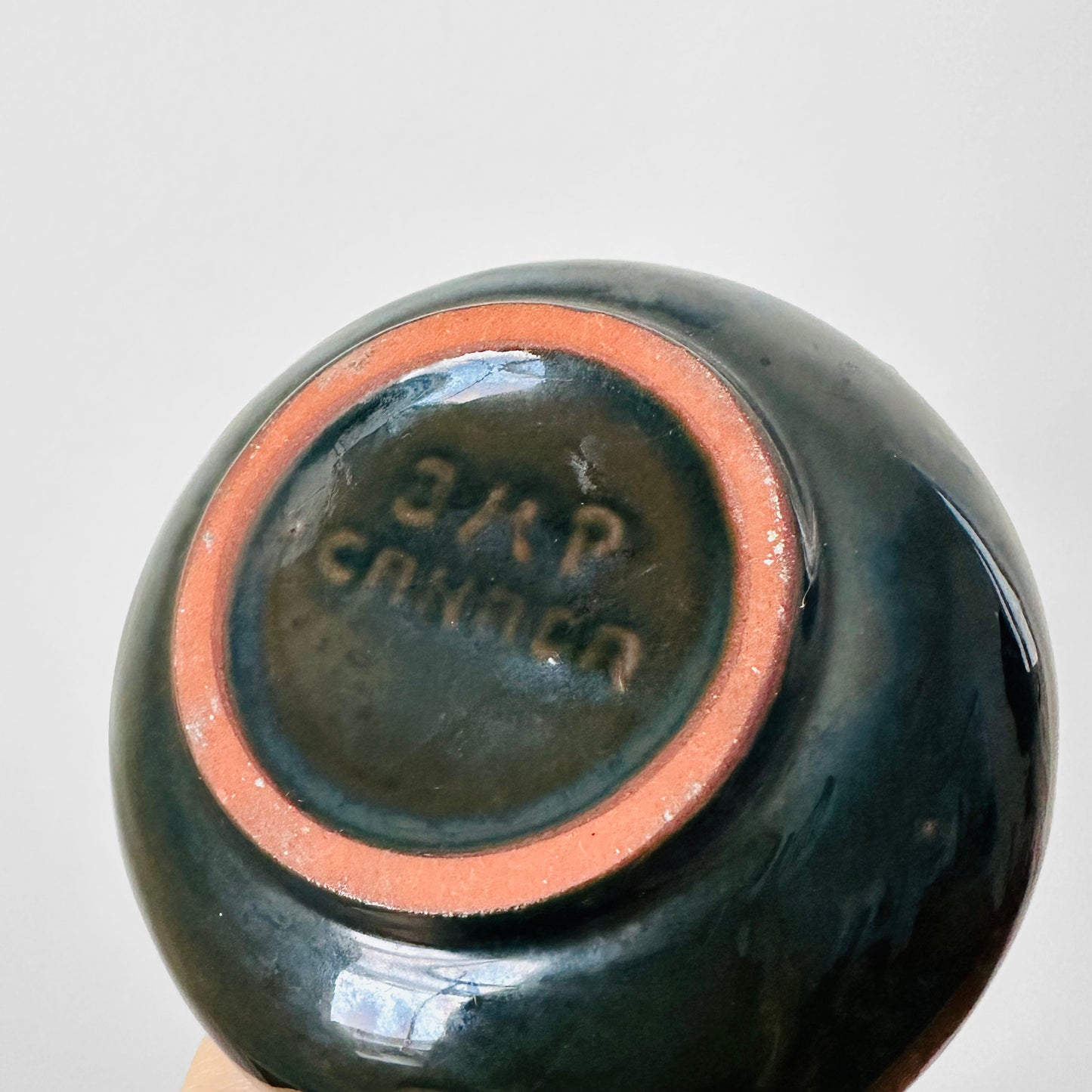 1960s Teal Mid-Century Modern Blue Mountain Pottery Made in Canada Glazed Swan Neck Vase