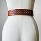 1970s - 1980s Brown Tooled Leather Floral Belt - Sz. 27.5-33 inch