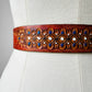 1970s - 1980s Brown Tooled Leather Floral Belt - Sz. 27.5-33 inch