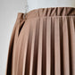 1970s Tan Elastic Waist Pleated Skirt - Sz. M/L