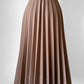 1970s Tan Elastic Waist Pleated Skirt - Sz. M/L