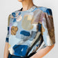 1980s Painterly Multi Tone Short Sleeve Blouse  - Sz. S/M