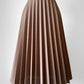 1970s Tan Elastic Waist Pleated Skirt - Sz. M/L