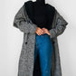 1980s Black and White Caped Wool Tweed Coat