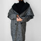 1980s Black and White Caped Wool Tweed Coat