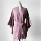 1980s Mauve Floral Silk Haori Kimono Jacket - O/S