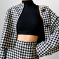 Late 70s - Early 80s Mister Leonard Canada Black and White Houndstooth Skirt and Blazer Set - Sz. L/XL