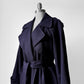 1980s Dark Eggplant Belted Double-Breasted Wool Trench Coat - Sz. S/M/L