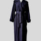 1980s Dark Eggplant Belted Double-Breasted Wool Trench Coat - Sz. S/M/L