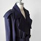 1980s Dark Eggplant Belted Double-Breasted Wool Trench Coat - Sz. S/M/L