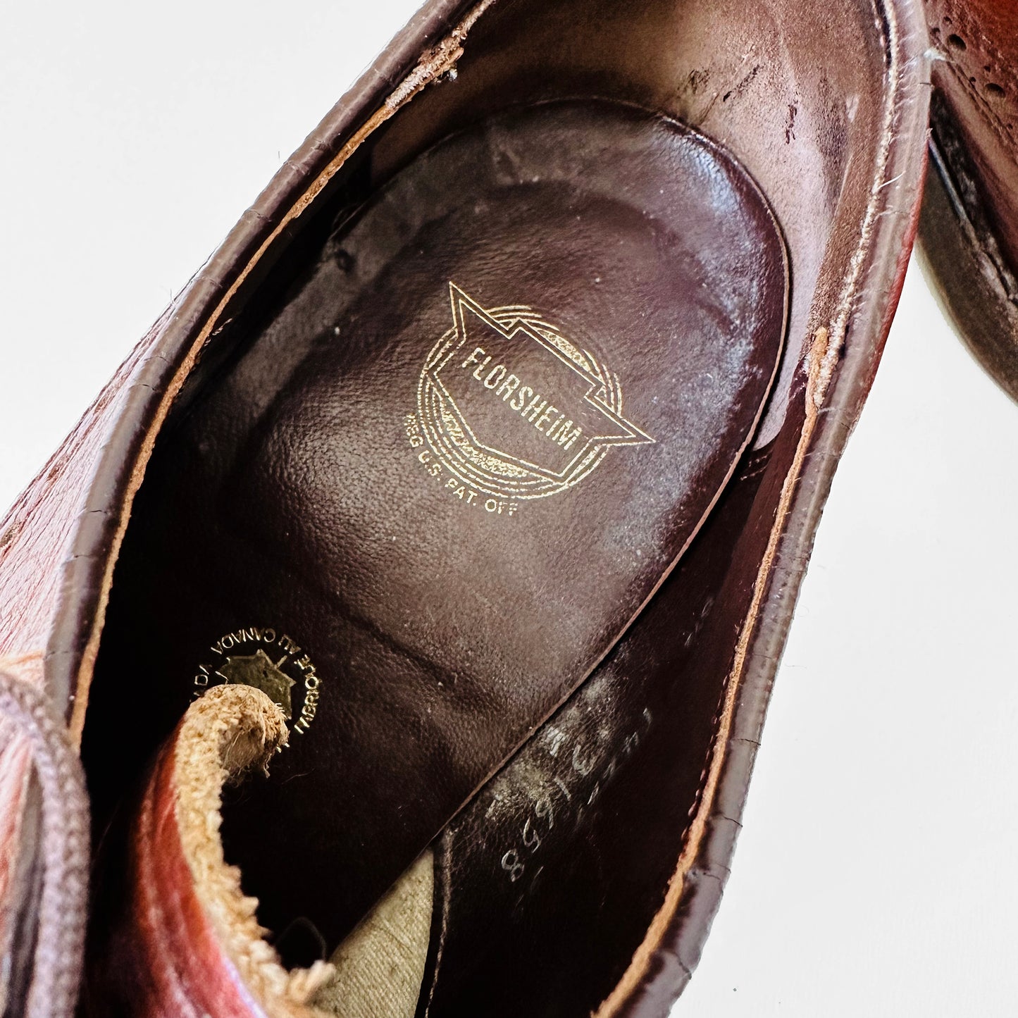 Tobacco Brown Florsheim Leather Lace-Up Oxford Loafer Slip-On Shoes - Sz. 8.5