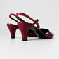 1960s Dark Red Leather Naturalizer Open-Toed Heeled Sandal Pumps - Sz. 9N