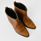 1990s Well-Worn Tan Brown Stitched Leather Western Ankle Boots - Sz. 5.5 / 6