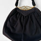 1950s - 1960s Jewelled Dark Brown Cloth Purse with Ornate Gold-Tone Clasp