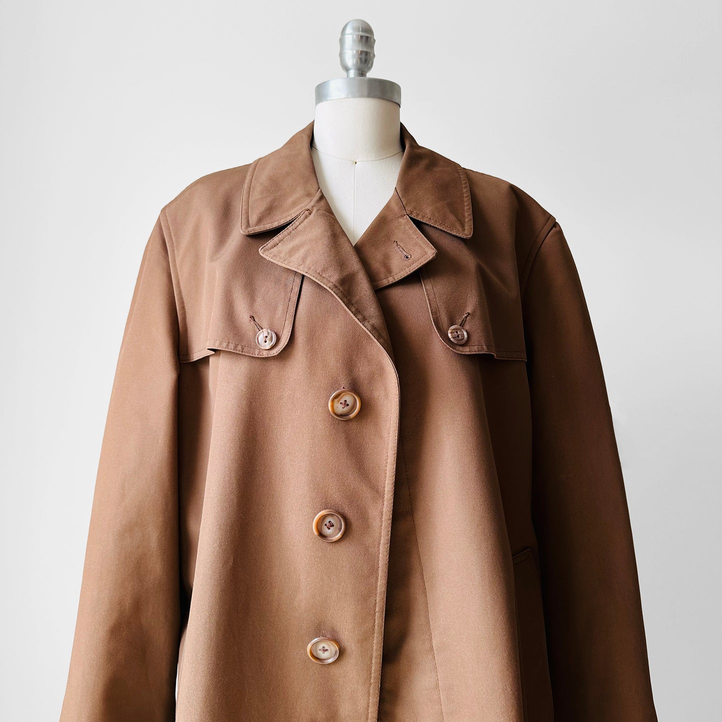 1950s Mocha Relaxed Fit Midi-Length Trench Coat - Sz. M/L