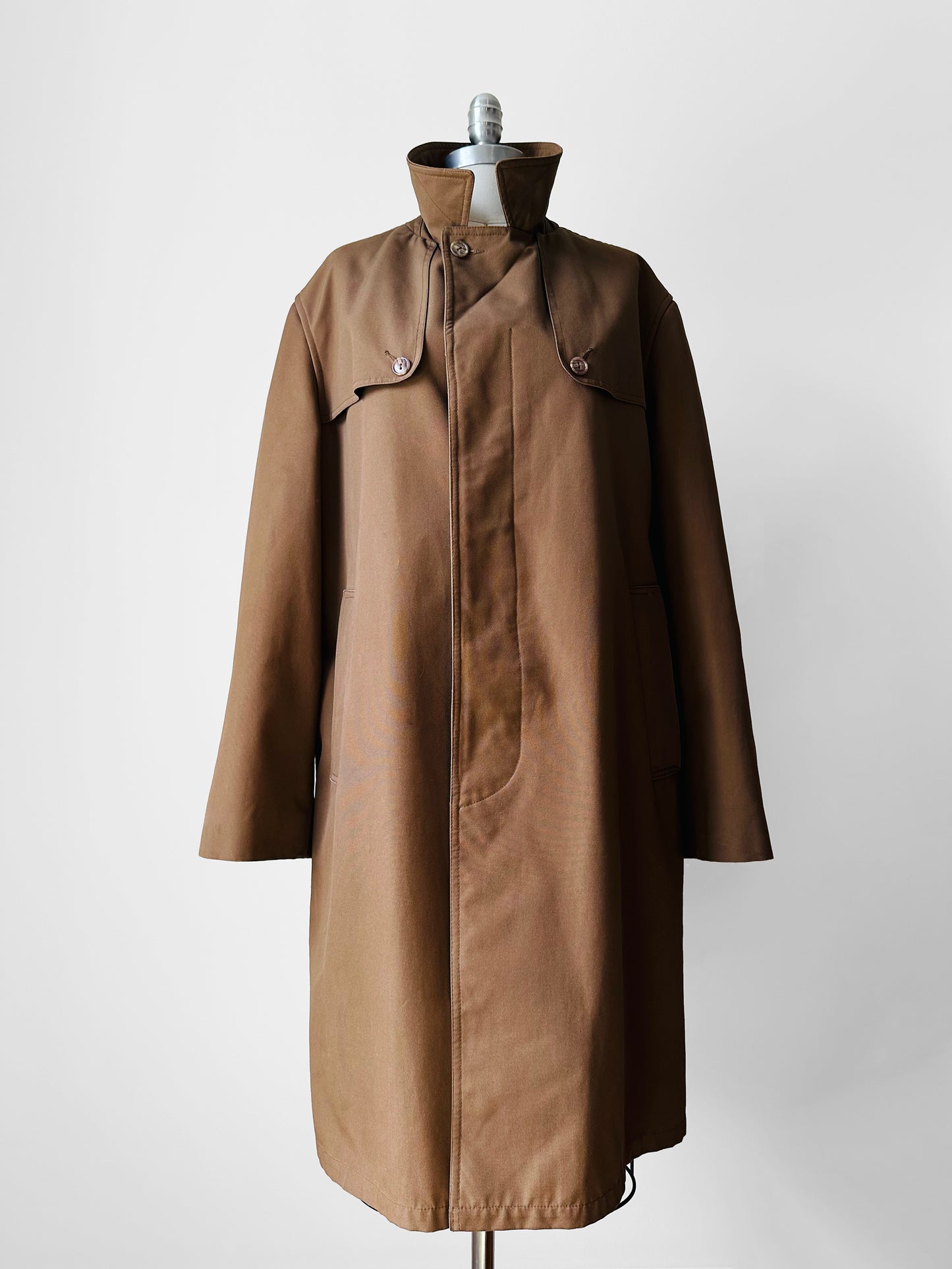 1950s Mocha Relaxed Fit Midi-Length Trench Coat - Sz. M/L