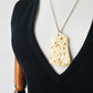 1960s Mid-Century Carved Celluloid Floral Motif Gold-tone Chain Pendant Necklace