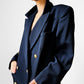 1980s Navy Blue Double Breasted Naval Style Wool Blazer Jacket - Sz. M/L