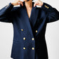 1980s Navy Blue Double Breasted Naval Style Wool Blazer Jacket - Sz. M/L