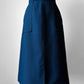 1970s Rich Navy Blue Zip Back A-line Skirt - Sz. M/L