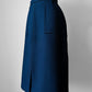 1970s Rich Navy Blue Zip Back A-line Skirt - Sz. M/L