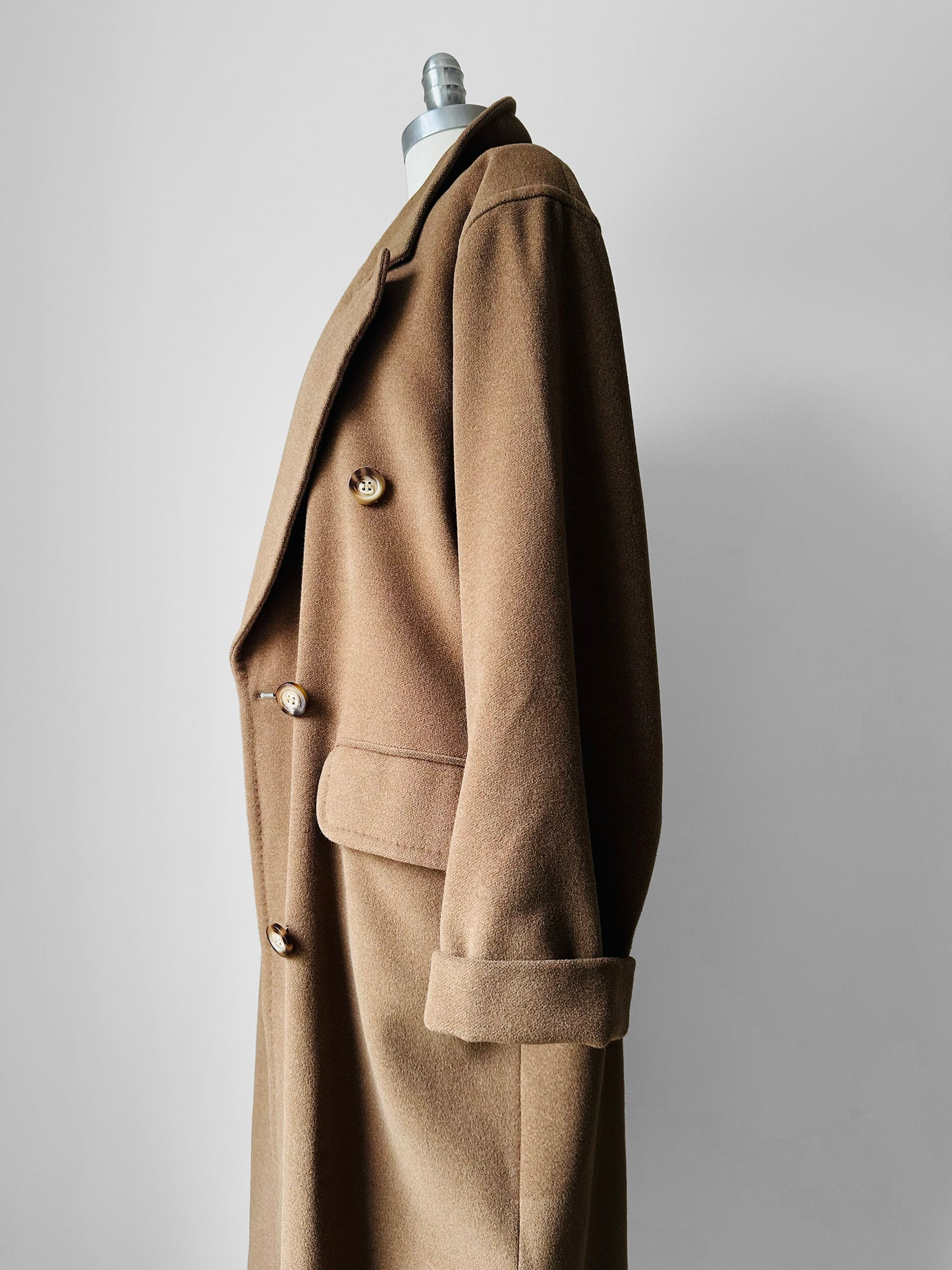 1980s Tan Agatha Girls Paris Lambswool Cashmere Blended Overcoat - Sz. S-L