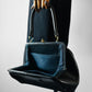 1940s - 1950s Black Leather Handbag with Brass Accents