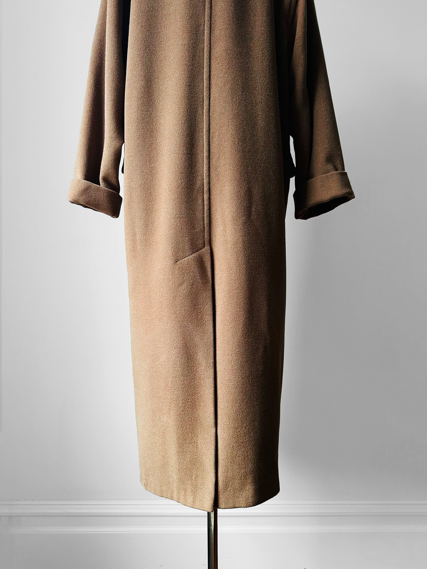1980s Tan Agatha Girls Paris Lambswool Cashmere Blended Overcoat - Sz. S-L