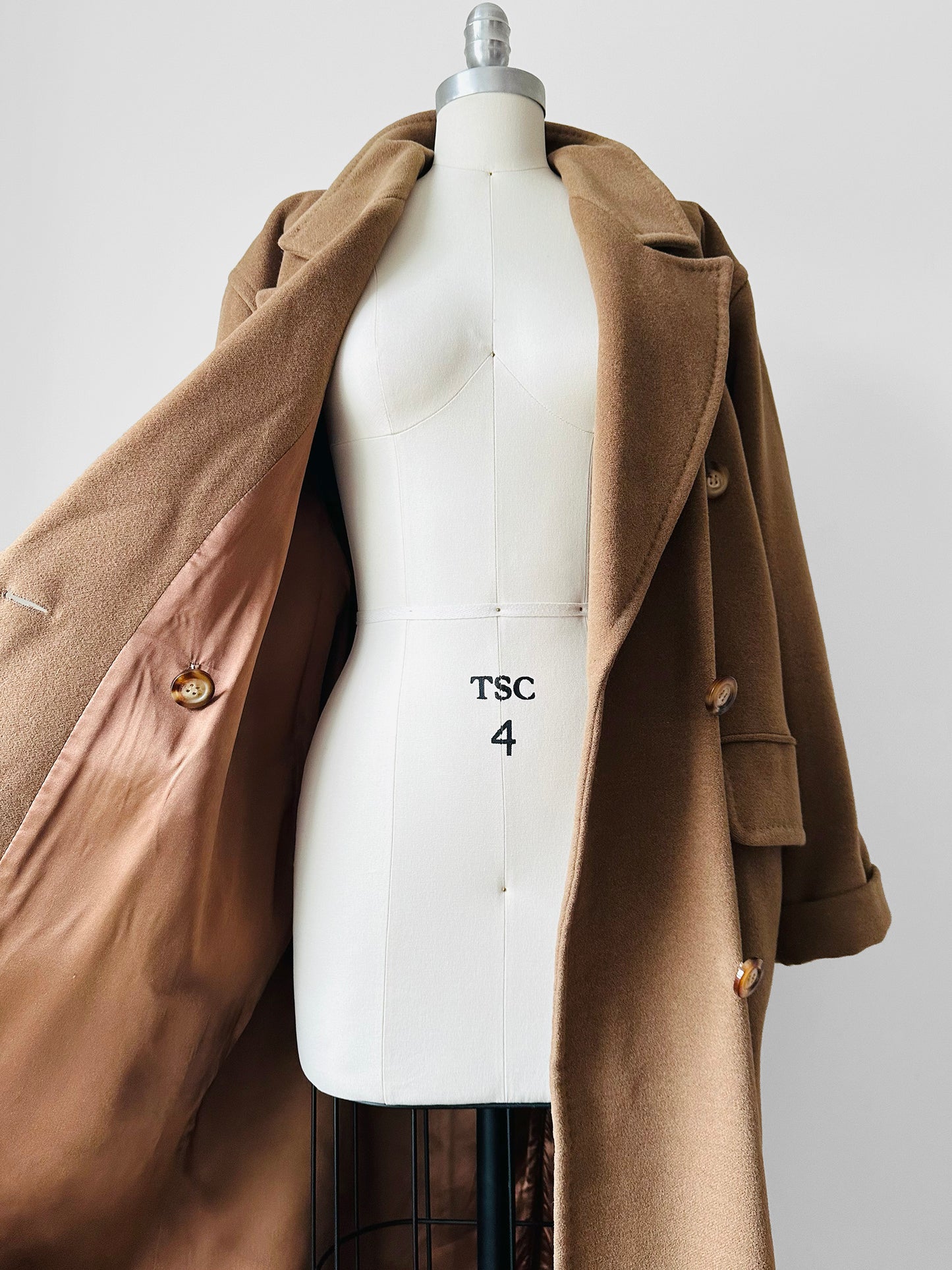 1980s Tan Agatha Girls Paris Lambswool Cashmere Blended Overcoat - Sz. S-L