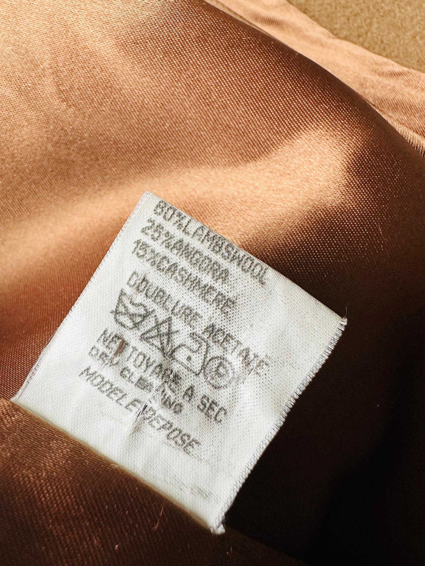 1980s Tan Agatha Girls Paris Lambswool Cashmere Blended Overcoat - Sz. S-L