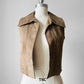 1960s Tan Sleeveless Crop Leather Suede Vest - Sz. XS