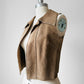 1960s Tan Sleeveless Crop Leather Suede Vest - Sz. XS