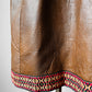 Late 1960s Saddle Brown Leather Woven Trim Metal Zipper Coat - Sz. M