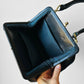1940s - 1950s Black Leather Handbag with Brass Accents