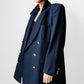 1980s Navy Blue Double Breasted Naval Style Wool Blazer Jacket - Sz. M/L