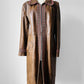 Late 1960s Saddle Brown Leather Woven Trim Metal Zipper Coat - Sz. M
