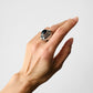 925 Silver Black Onyx Adjustable Locket Statement Ring