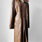 Late 1960s Saddle Brown Leather Woven Trim Metal Zipper Coat - Sz. M